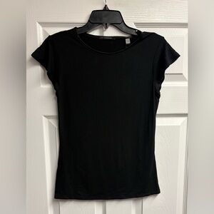 NWT T Tahari Black Fitted Cap Sleeve Baby T-Shirt Size XS